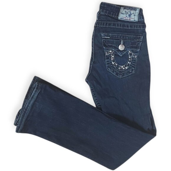 True Religion Women's Billy Straight Denim Jeans Stretchy Sequins Sparkle Sz 25 - Picture 1 of 6